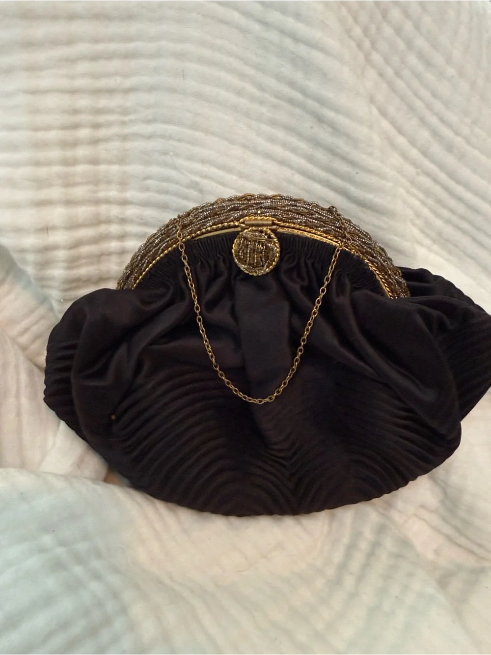 Ed B Robinson - Classic Black Evening Clutch with Gold Accents